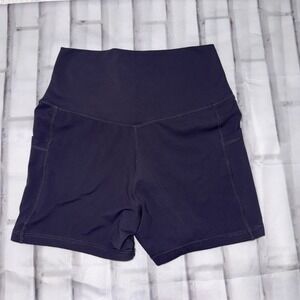 Sunzel Womens Purple High Waisted Yoga Shorts Side Pockets Sporty Biker Size M